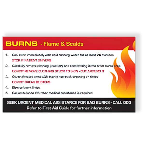 Burns First Aid Card